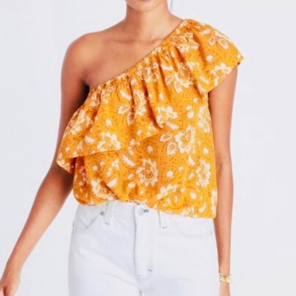 Preowned Madewell Silk off the shoulder Blouse size small - Picture 3 of 6